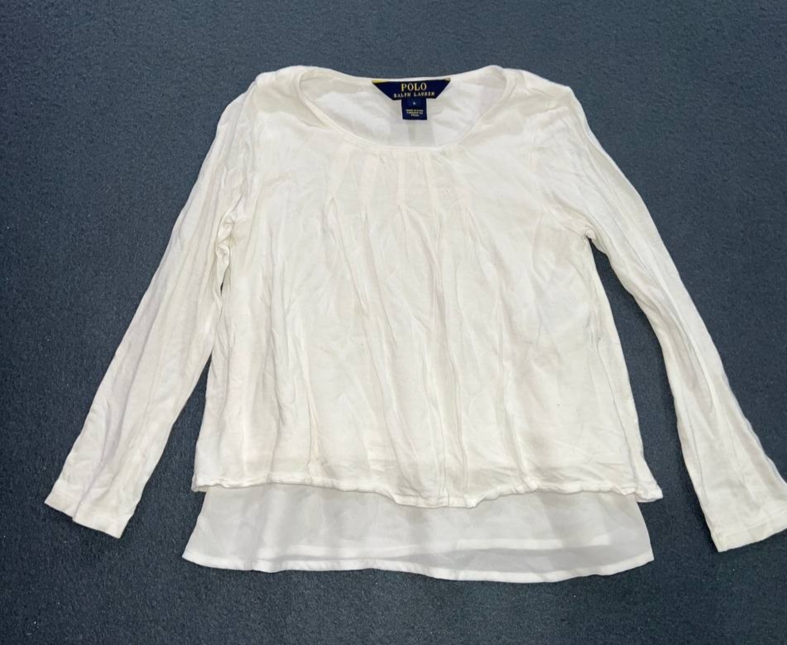 Polo Ralph Lauren Smock Top Layer Ivory Shirt Long Sleeve Size 5 A009043
